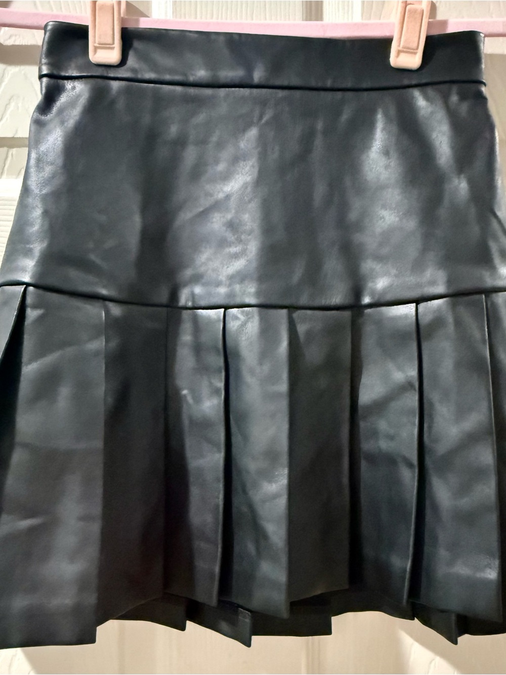 Bar III Black Faux Leather Pleated Mini Skirt